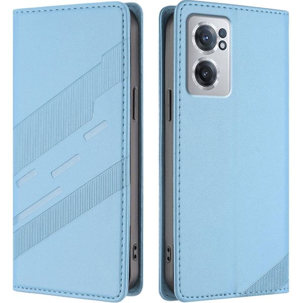 Custodia Per Oneplus Nord CE2 5G, Custodia A Portafoglio In Finto Cuoio Con Slot Per Schede E Funzione Stand Hellblau-image