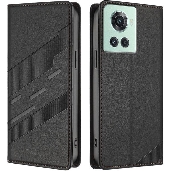 Custodia Per Oneplus 10R/Oneplus Ace, Custodia A Portafoglio In Finto Cuoio Con Slot Per Schede E Funzione Stand Schwarz-image