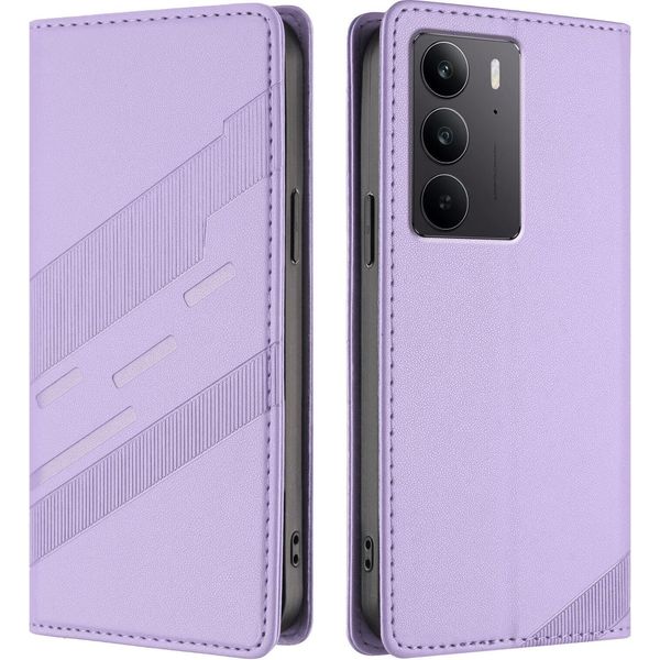 Custodia Per Realme C75 4G, Custodia A Portafoglio In Finto Cuoio Con Slot Per Carte E Funzione Stand Violett-image