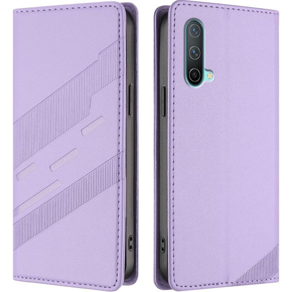 Custodia Per Oneplus Nord Ce 5G, Custodia A Portafoglio In Finto Cuoio Con Slot Per Schede E Funzione Stand Violett-image