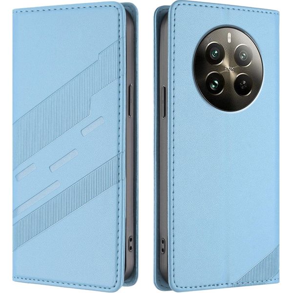 Custodia Per Realme 12 Pro/Realme 12 Pro+, Custodia A Portafoglio In Finto Cuoio Con Slot Per Carte E Funzione Stand Hellblau-image