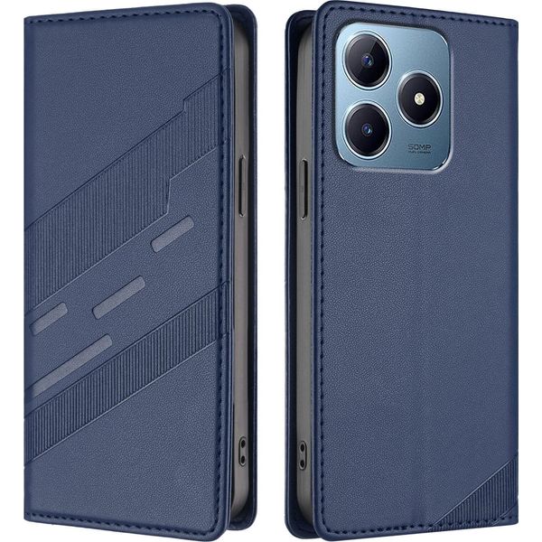Custodia Per Realme C63 4G, Custodia A Portafoglio In Finto Cuoio Con Slot Per Carte E Funzione Stand Blau-image