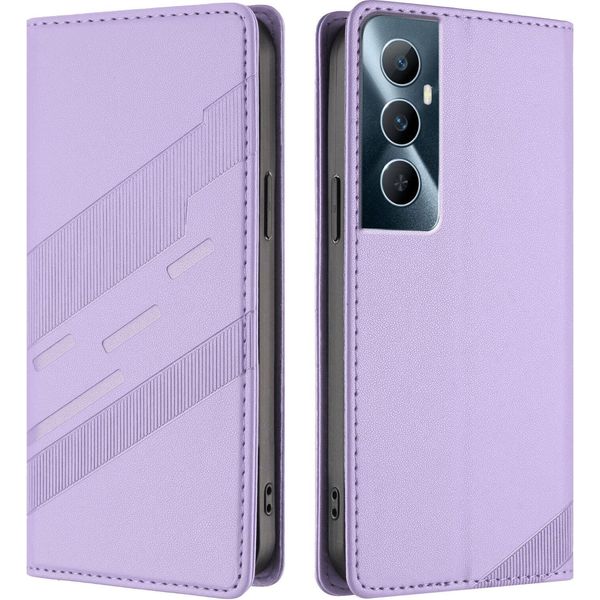Custodia Per Realme C65 4G, Custodia A Portafoglio In Finto Cuoio Con Slot Per Carte E Funzione Stand Violett-image