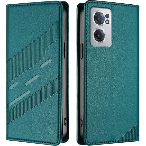 Custodia Per Oneplus Nord CE2 5G, Custodia A Portafoglio In Finto Cuoio Con Slot Per Schede E Funzione Stand GrüN-image