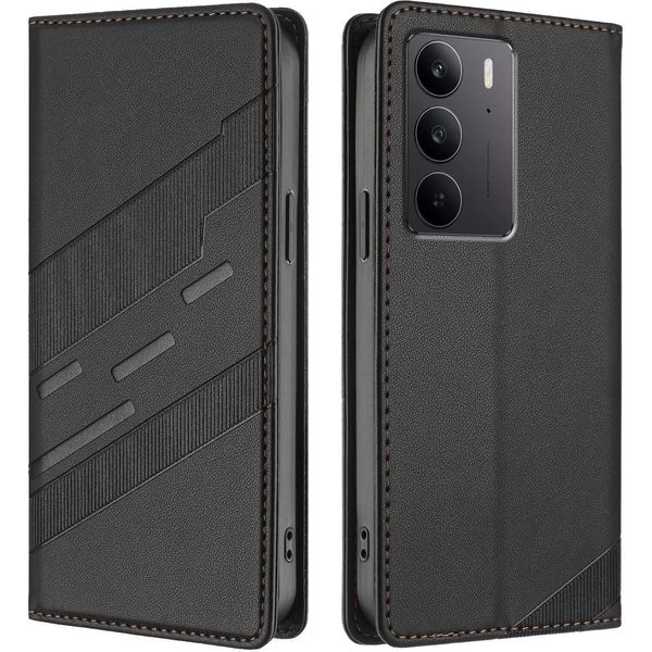 Custodia Per Realme C75 4G, Custodia A Portafoglio In Finto Cuoio Con Slot Per Carte E Funzione Stand Schwarz-image