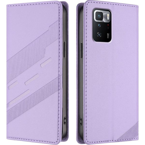 Custodia Per Xiaomi Poco X3 Gt, Custodia Portafoglio In Finto Cuoio Con Slot Per Carte E Funzione Stand Violett-image