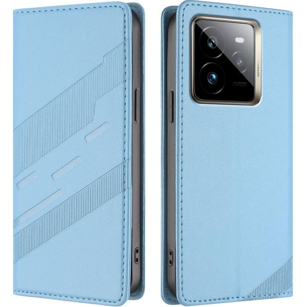 Custodia Per Realme Gt 7 Pro, Custodia Portafoglio In Finto Cuoio Con Slot Per Carte E Funzione Stand Hellblau-image