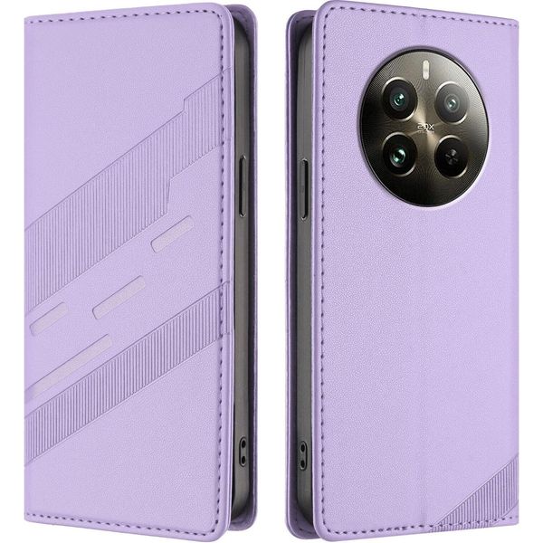 Custodia Per Realme 12 Pro/Realme 12 Pro+, Custodia A Portafoglio In Finto Cuoio Con Slot Per Carte E Funzione Stand Violett-image