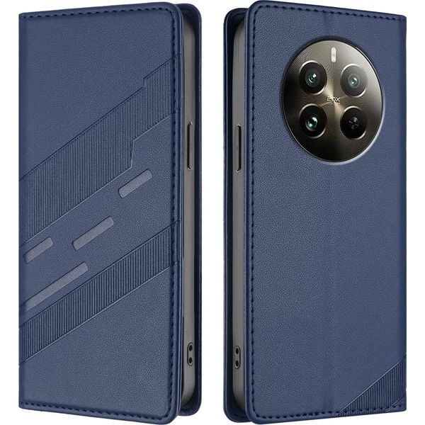 Custodia Per Realme 12 Pro/Realme 12 Pro+, Custodia A Portafoglio In Finto Cuoio Con Slot Per Carte E Funzione Stand Blau-image