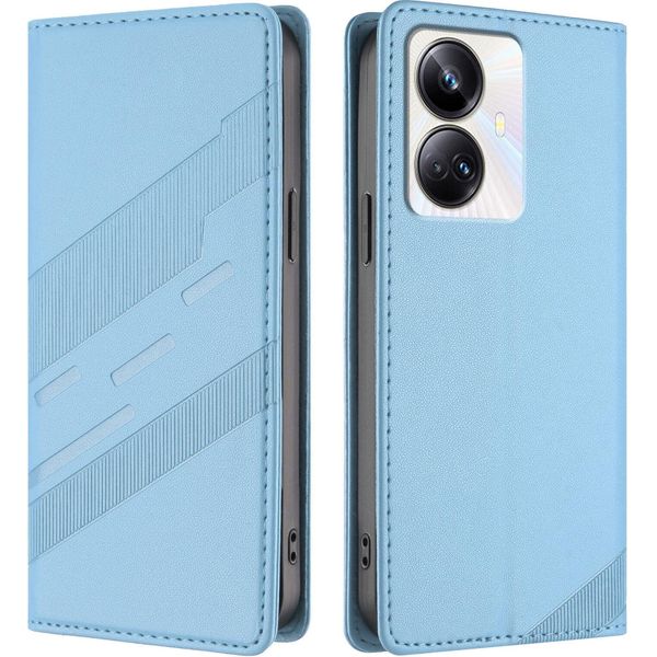 Custodia Per Realme 10 Pro+, Custodia A Portafoglio In Finto Cuoio Con Slot Per Carte E Funzione Stand Hellblau-image