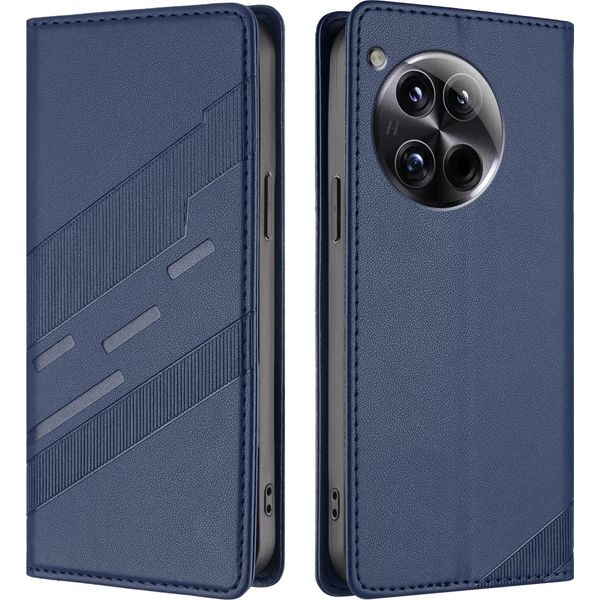 Custodia Per Oneplus 12, Custodia A Portafoglio In Finto Cuoio Con Slot Per Schede E Funzione Stand Blau-image