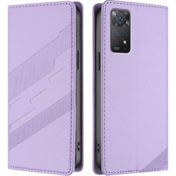 Custodia Per Xiaomi Redmi Note 11 Pro 5G/4G/Note 12 Pro 4G, Custodia A Portafoglio In Finto Cuoio Con Slot Per Schede E Funzione Stand Violett-image