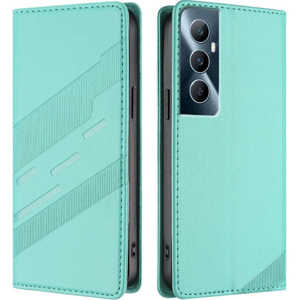 Custodia Per Realme C65 4G, Custodia A Portafoglio In Finto Cuoio Con Slot Per Carte Di Credito E Funzione Stand TüRkis-image