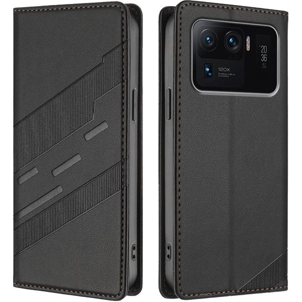 Custodia Per Xiaomi Mi 11 Ultra, Custodia A Portafoglio In Finto Cuoio Con Slot Per Schede E Funzione Stand Schwarz-image