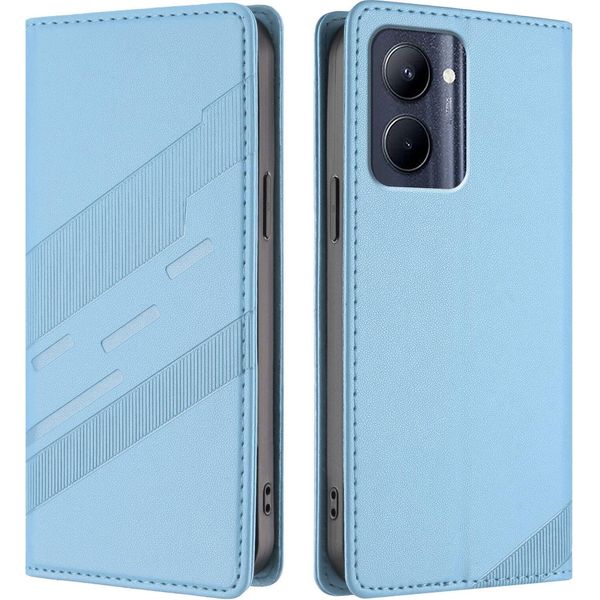 Custodia Per Realme C33, Custodia A Portafoglio In Finto Cuoio Con Slot Per Carte E Funzione Stand Hellblau-image