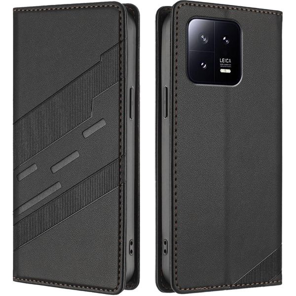 Custodia Per Xiaomi 13, Custodia A Portafoglio In Finto Cuoio Con Slot Per Schede E Funzione Stand Schwarz-image