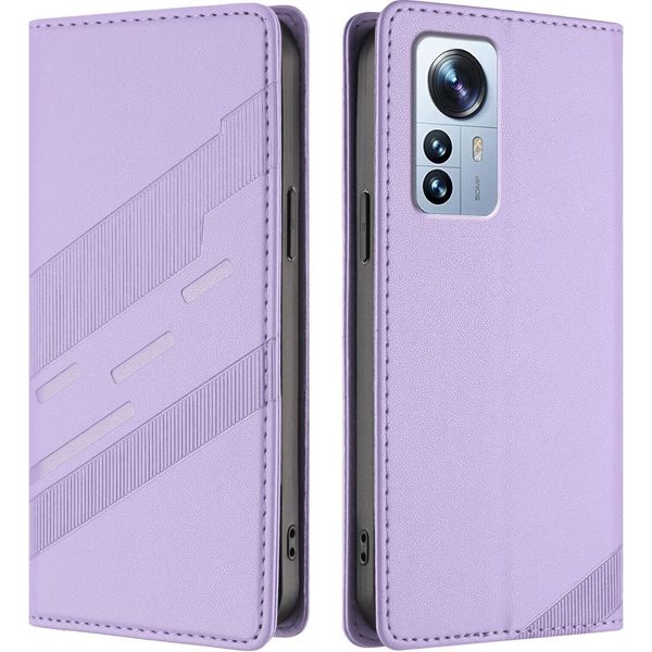 Custodia Per Xiaomi 12 Pro/Xiaomi 12S Pro, Custodia Portafoglio In Finto Cuoio Con Slot Per Schede E Funzione Stand Violett-image