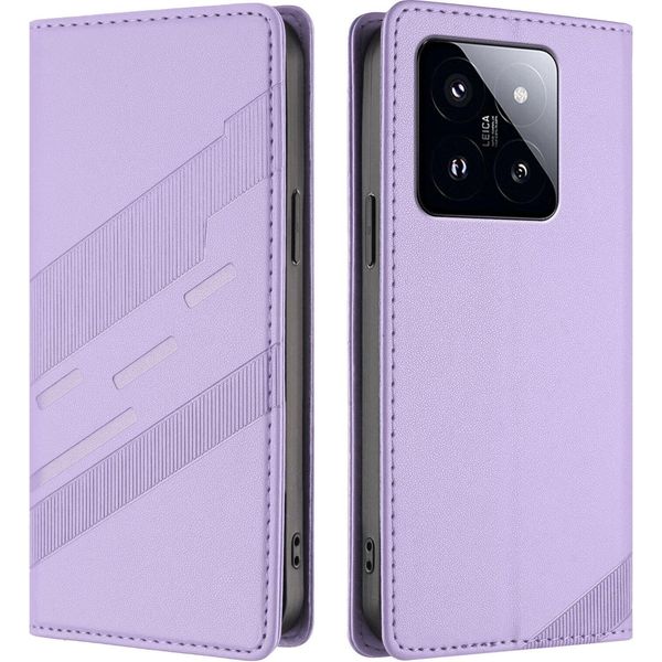Custodia Per Xiaomi 14 Pro, Custodia A Portafoglio In Finto Cuoio Con Slot Per Schede E Funzione Stand Violett-image