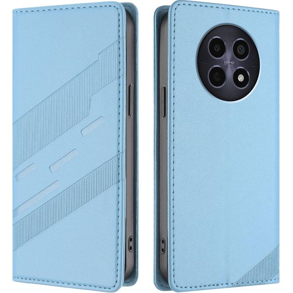 Custodia Per Realme 12/Realme 12X, Custodia A Portafoglio In Finto Cuoio Con Slot Per Carte E Funzione Stand Hellblau-image