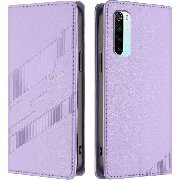 Custodia Per Xiaomi Redmi Note 8, Custodia Portafoglio In Finto Cuoio Con Slot Per Schede E Funzione Stand Violett-image