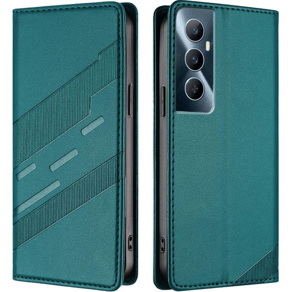 Custodia Per Realme C65 4G, Custodia A Portafoglio In Finto Cuoio Con Slot Per Carte E Funzione Stand GrüN-image