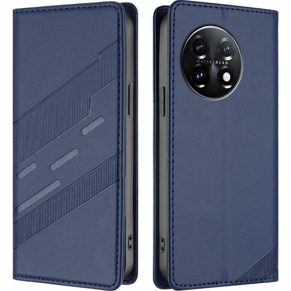 Custodia Per Oneplus 11, Custodia A Portafoglio In Finto Cuoio Con Slot Per Schede E Funzione Stand Blau-image