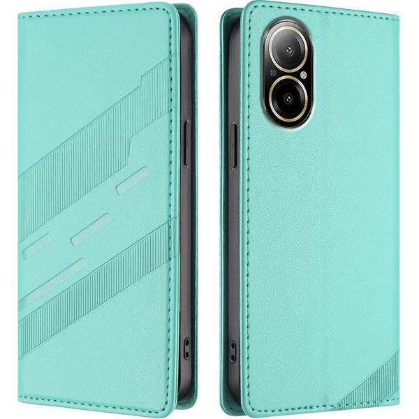 Custodia Per Realme C67 4G, Custodia A Portafoglio In Finto Cuoio Con Slot Per Carte Di Credito E Funzione Stand TüRkis-image