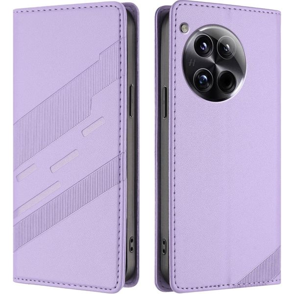 Custodia Per Oneplus 12, Custodia A Portafoglio In Finto Cuoio Con Slot Per Schede E Funzione Stand Violett-image