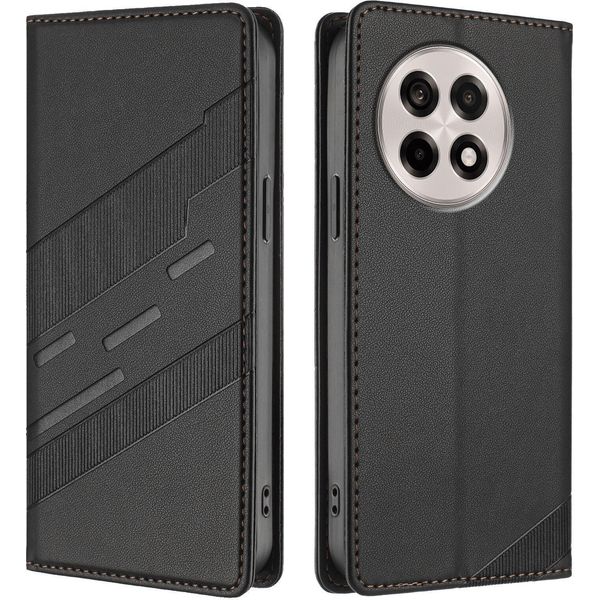 Custodia Per Oneplus 13R, Custodia A Portafoglio In Finto Cuoio Con Slot Per Schede E Funzione Stand Schwarz-image