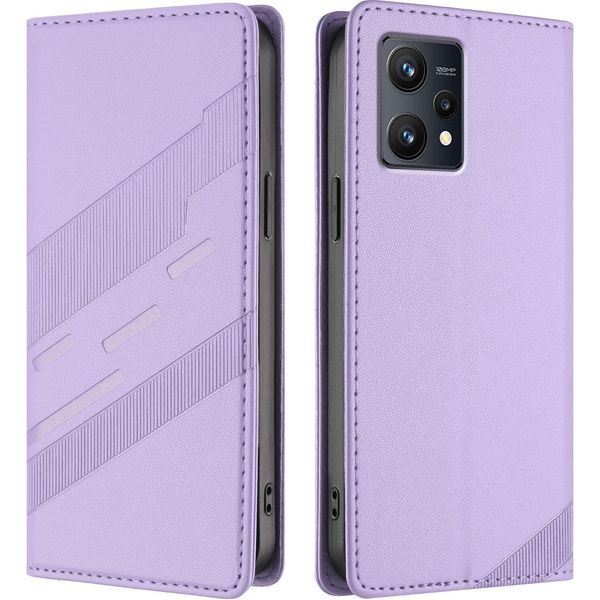 Custodia Per Realme 9 4G, Custodia A Portafoglio In Finto Cuoio Con Slot Per Carte E Funzione Stand Violett-image