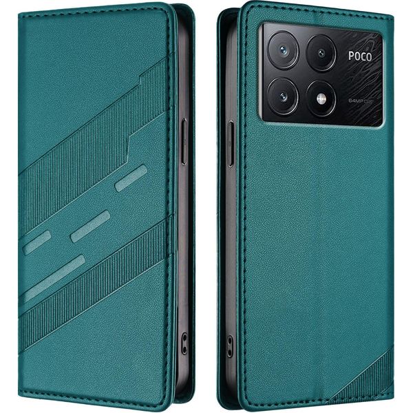 Custodia Per Xiaomi Poco X6 Pro, Custodia A Portafoglio In Finto Cuoio Con Slot Per Carte E Funzione Stand GrüN-image