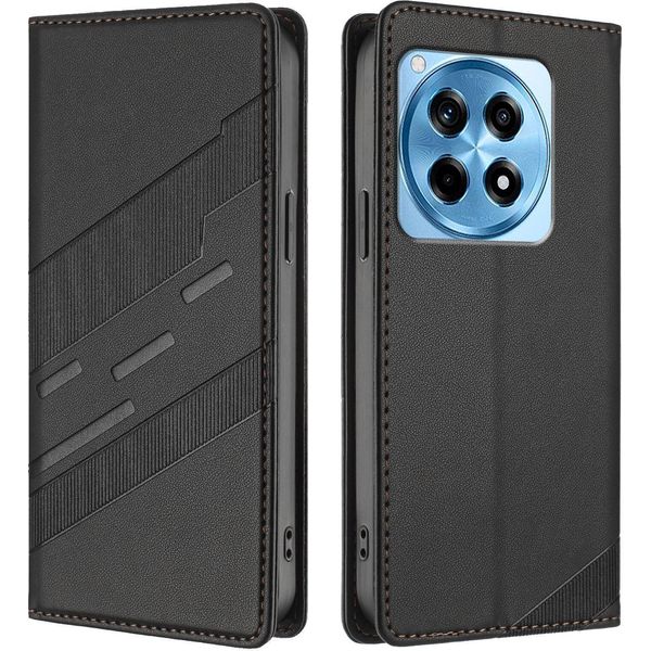 Custodia Per Oneplus 12R, Custodia A Portafoglio In Finto Cuoio Con Slot Per Schede E Funzione Stand Schwarz-image