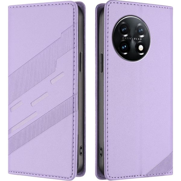 Custodia Per Oneplus 11, Custodia A Portafoglio In Finto Cuoio Con Slot Per Schede E Funzione Stand Violett-image