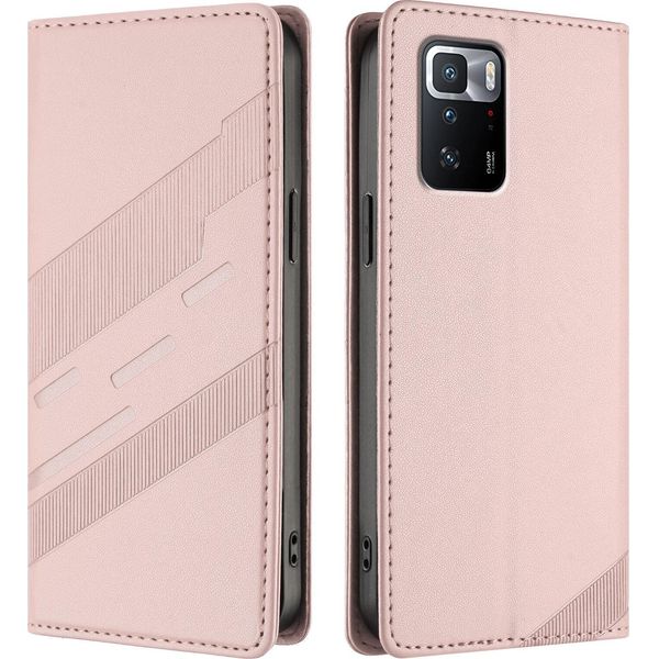 Custodia Per Xiaomi Poco X3 Gt, Custodia Portafoglio In Finto Cuoio Con Slot Per Schede E Funzione Stand Rosa-image