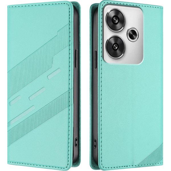 Custodia Per Xiaomi Poco F6, Custodia A Portafoglio In Finto Cuoio Con Slot Per Carte E Funzione Stand TüRkis-image