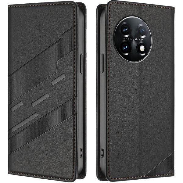 Custodia Per Oneplus 11, Custodia A Portafoglio In Finto Cuoio Con Slot Per Schede E Funzione Stand Schwarz-image