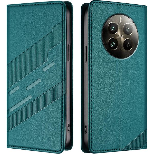 Custodia Per Realme 12 Pro/Realme 12 Pro+, Custodia A Portafoglio In Finto Cuoio Con Slot Per Carte E Funzione Stand GrüN-image