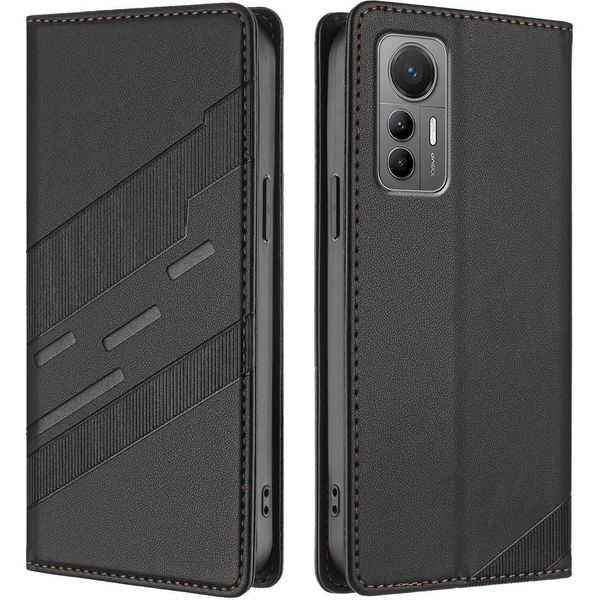 Custodia Per Xiaomi 12 Lite, Custodia A Portafoglio In Finto Cuoio Con Slot Per Schede E Funzione Stand Schwarz-image