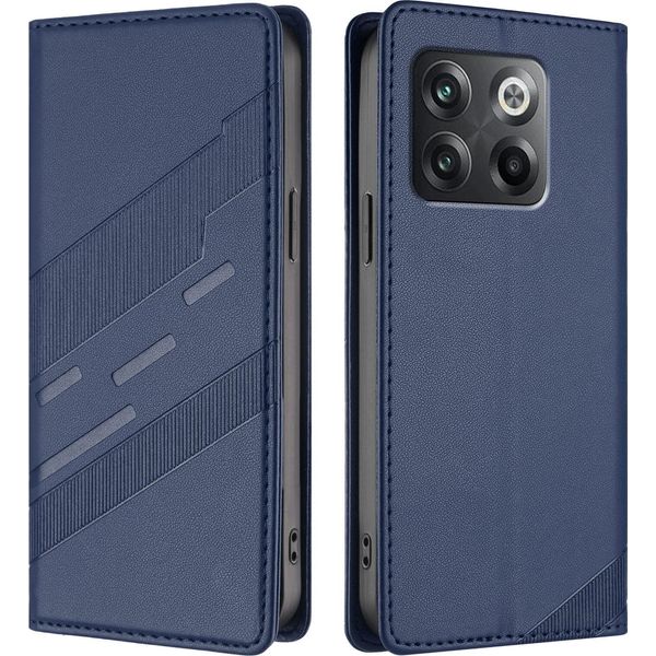 Custodia Per Oneplus 10T, Custodia A Portafoglio In Finto Cuoio Con Slot Per Schede E Funzione Stand Blau-image
