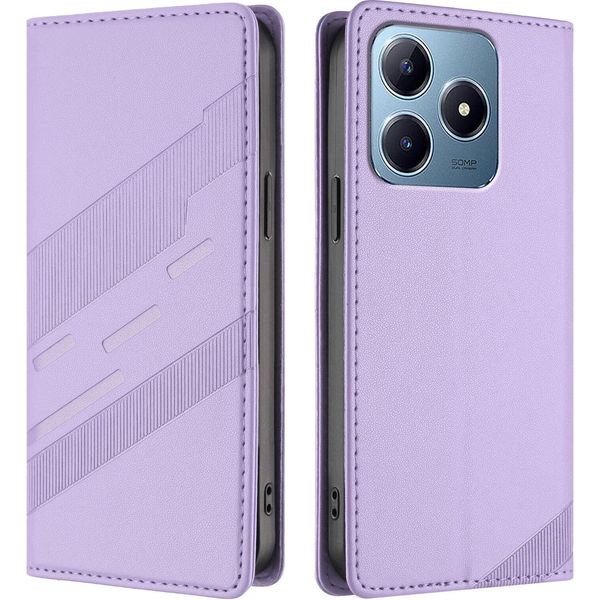 Custodia Per Realme C63 4G, Custodia A Portafoglio In Finto Cuoio Con Slot Per Carte E Funzione Stand Violett-image
