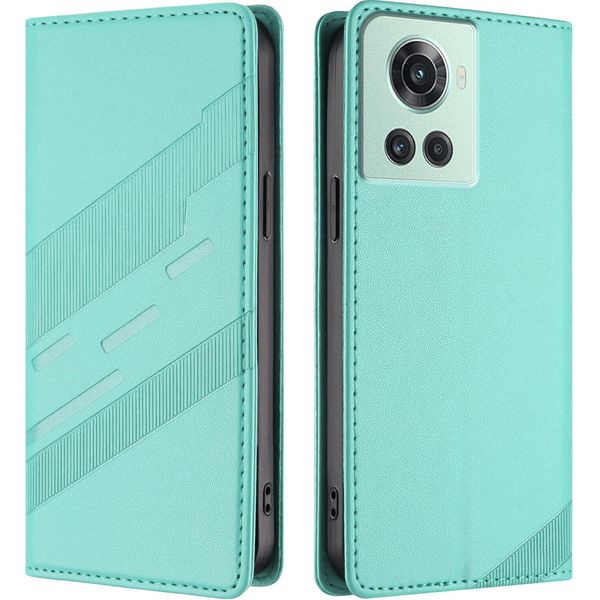 Custodia Per Oneplus 10R/Oneplus Ace, Custodia A Portafoglio In Finto Cuoio Con Slot Per Schede E Funzione Stand TüRkis-image
