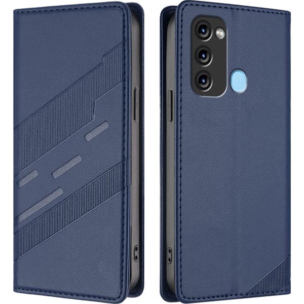 Custodia Per Itel P38/Itel S17/Itel Vision 3, Custodia A Portafoglio In Finto Cuoio Con Slot Per Carte E Funzione Stand Blau-image