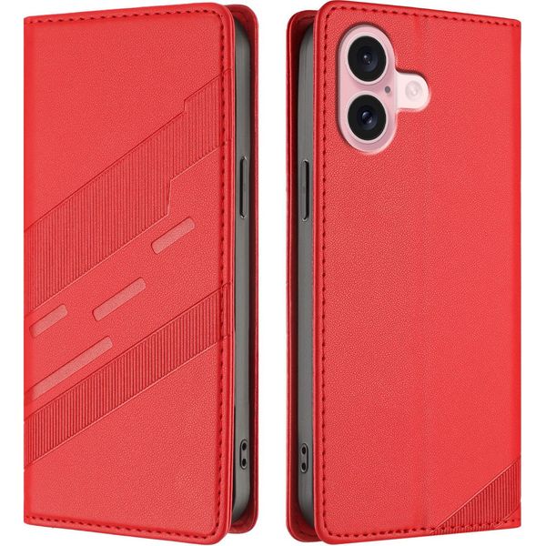 Custodia Per Iphone 16, Custodia A Portafoglio In Finto Cuoio Con Slot Per Schede E Funzione Stand Rot-image