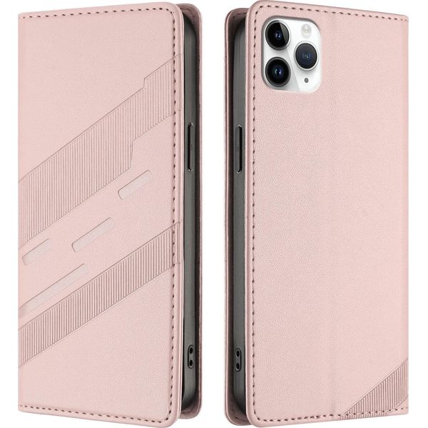 Custodia Per Iphone 11 Pro Max, Custodia Portafoglio In Finto Cuoio Con Slot Per Schede E Funzione Stand Rosa-image