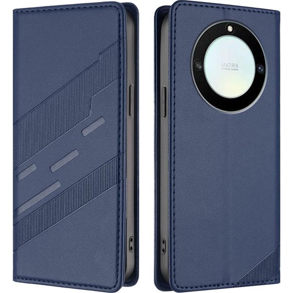 Custodia Per Honor X9A/Honor Magic 5 Lite, Custodia A Portafoglio In Finto Cuoio Con Slot Per Carte E Funzione Stand Blau-image