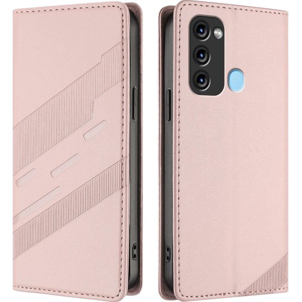 Custodia Per Itel P38/Itel S17/Itel Vision 3, Custodia Portafoglio In Finto Cuoio Con Slot Per Schede E Funzione Stand Rosa-image