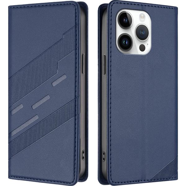 Custodia Per Iphone 13 Pro, Custodia A Portafoglio In Finto Cuoio Con Slot Per Carte E Funzione Stand Blau-image