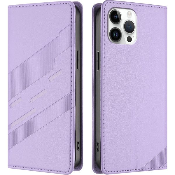 Custodia Per Iphone 12 Pro Max, Custodia A Portafoglio In Finto Cuoio Con Slot Per Carte E Funzione Stand Violett-image