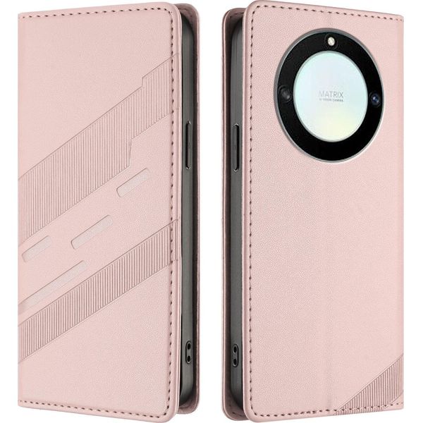 Custodia Per Honor X9A/Honor Magic 5 Lite, Custodia A Portafoglio In Finto Cuoio Con Slot Per Carte E Funzione Stand Rosa-image