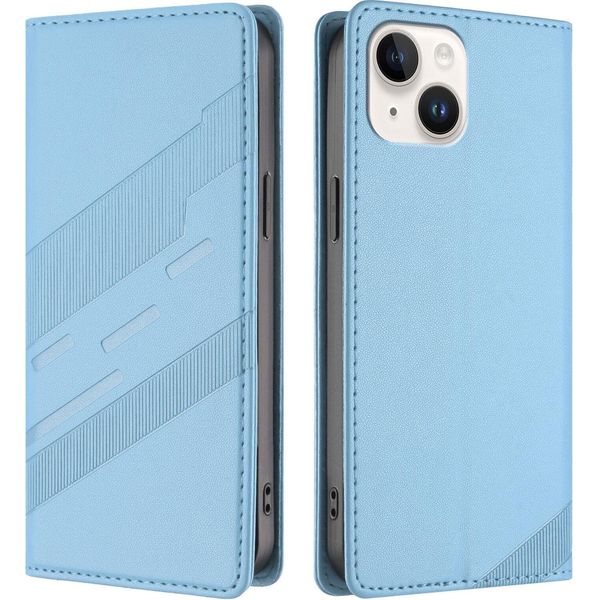 Custodia Per Iphone 13 Mini, Custodia A Portafoglio In Finto Cuoio Con Slot Per Carte E Funzione Stand Hellblau-image